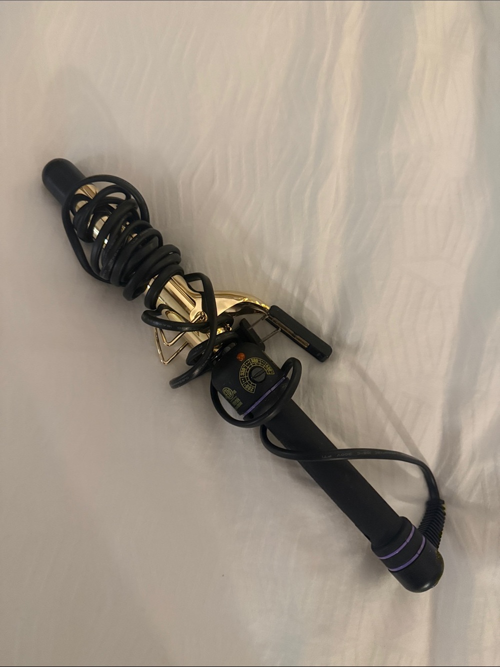 Gold and Black Curling Iron with Purple Accent - Unknown Brand